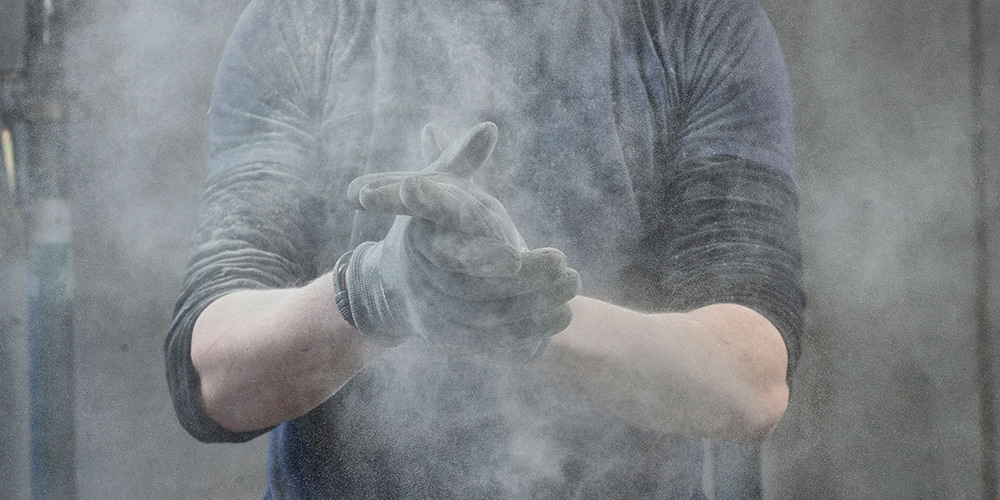 Worker in dust