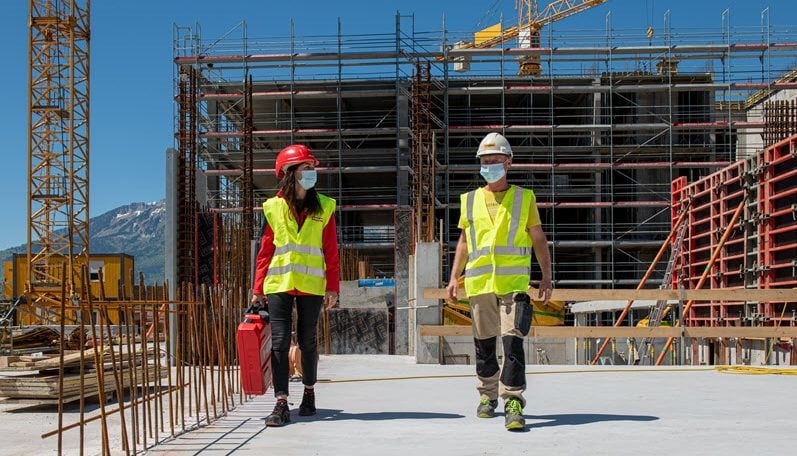 People walking on a jobsite