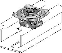 MQA-F Hot-dip galvanised (HDG) pipe clamp saddle for connecting threaded components to MQ strut channels