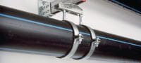 MP-MXI heavy-duty pipe clamp Galvanised pipe clamp with sound insulation for extra heavy-duty applications Applications 1