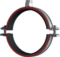 MP-MI heavy-duty pipe clamp Galvanised pipe clamp with sound insulation for heavy-duty applications