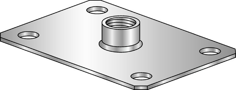 MGM 4 Fixed point base plate Premium galvanised 4-hole base plate for light-duty fixed point applications (imperial)