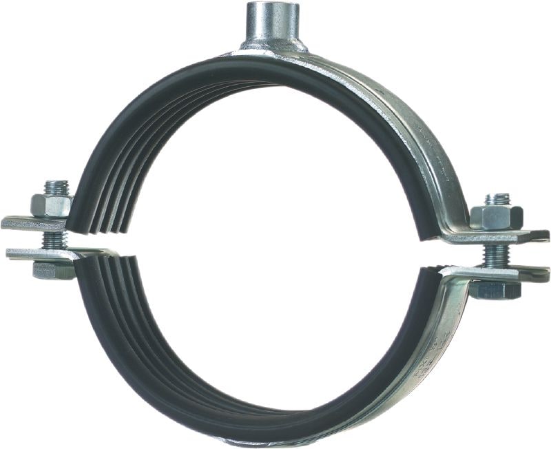 MP-MXI heavy-duty pipe clamp Galvanised pipe clamp with sound insulation for extra heavy-duty applications