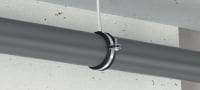 MP-PI HDG pipe clamp hot-dip galvanised (HDG) pipe clamp with sound insulation for economical light/medium-duty applications Applications 1