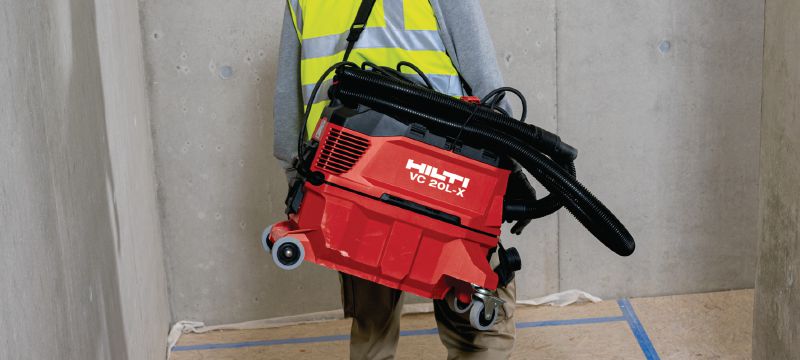 VC 20L-X L-Class dust extractor Powerful dust extractor for connection with power tools and jobsite clean ups (wet & dry), 15l tank Applications 1