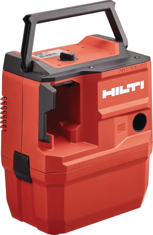 VC 4LX-22 T8 cordless L-Class dust extractor Compact and powerful cordless dust extractor with optional backpack for connection with power tools and jobsite clean ups (wet & dry), 8l (2 gallon) tank (Nuron battery)