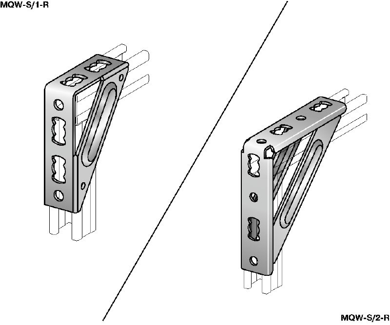 MQW-S-R Angle bracket Stainless steel (A4) 90-degree heavy angle for connecting multiple MQ strut channels in medium/heavy-duty applications