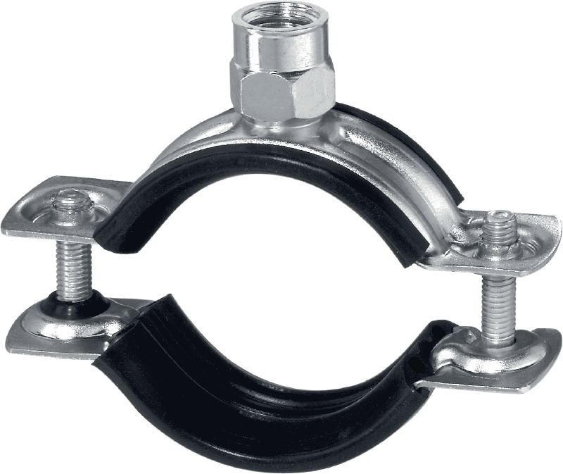 MP-HI Quick-close light-duty pipe clamp Galvanised pipe clamp with sound insulation and quick closure for high productivity in light-duty applications