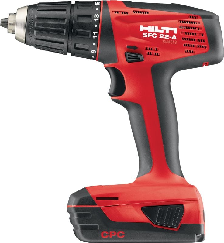 SFC 22-A Cordless drill driver Compact cordless 22V drill driver operated by Li-ion battery with 13 mm keyless chuck for light- and medium-duty applications