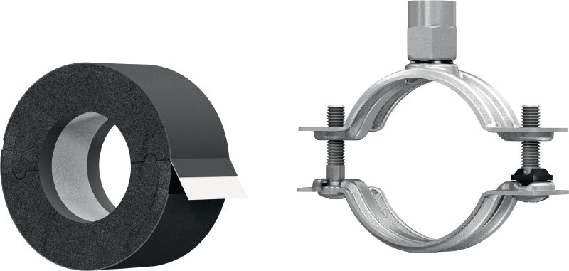 MRP-RPC Quick-close refrigeration pipe clamp Galvanised pipe clamp for high productivity in refrigeration and cold water applications with an insulation thickness of 19 mm