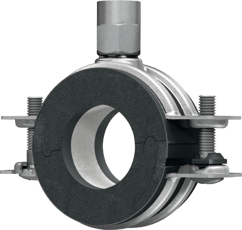 MRP-RPC Quick-close refrigeration pipe clamp Galvanised pipe clamp for high productivity in refrigeration and cold water applications with an insulation thickness of 19 mm