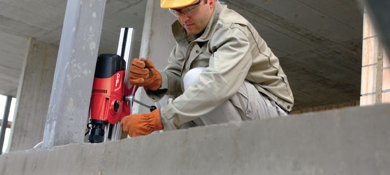 DD 120 Core drill Extremely compact, light and mobile diamond coring machine for rig-based concrete coring from 16-162 mm (5/8 – 6-3/8) in diameter Applications 1