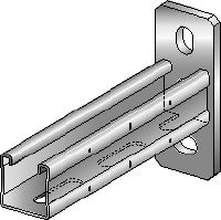 MQK-41 Galvanised bracket with a 41 mm high, single MQ strut channel for medium-duty applications