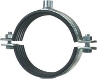 MP-MXI heavy-duty pipe clamp Galvanised pipe clamp with sound insulation for extra heavy-duty applications